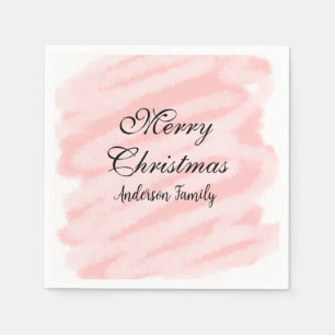 Serviette En Papier Joyeux Noël rouge pastel aquarelle abstrait tex