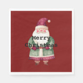 Serviette En Papier Joyeux Noël Rouge Vert Père Noël (Devant)