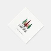 Serviette En Papier Joyeux Noël Rouge Vert Plaid Arbres personnalisés (Coin)
