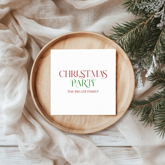 Serviette En Papier Joyeux Noël Rouge Vert Retro Typographie