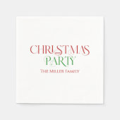 Serviette En Papier Joyeux Noël Rouge Vert Retro Typographie (Devant)