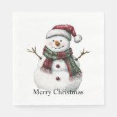 Serviette En Papier Joyeux Noël Rouge Vert Snowman (Devant)