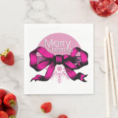 Serviette En Papier Joyeux Noël Ruban Rose (En situation)