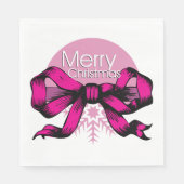 Serviette En Papier Joyeux Noël Ruban Rose (Devant)