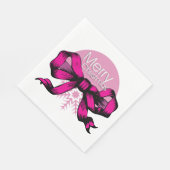 Serviette En Papier Joyeux Noël Ruban Rose (Coin)