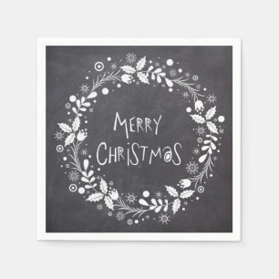 Serviette En Papier Joyeux Noël Rustique Fleur Wreath tableau de bord