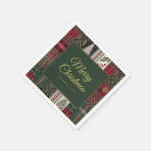Serviette En Papier Joyeux Noël Rustique Plaid Motif (Coin)