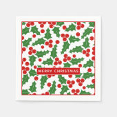 Serviette En Papier Joyeux Noël saint motif rouge et vert (Devant)