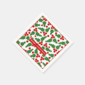Serviette En Papier Joyeux Noël saint motif rouge et vert (Coin)