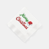Serviette En Papier Joyeux Noël Santa Chapeau rouge vert script (Coin)
