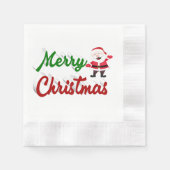 Serviette En Papier Joyeux Noël Santa Claus rouge vert script (Devant)