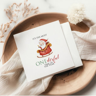 Serviette En Papier Joyeux Noël Santa Onederful Premier Anniversaire