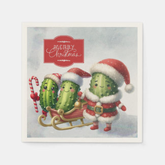 Serviette En Papier Joyeux Noël Santa Pickles