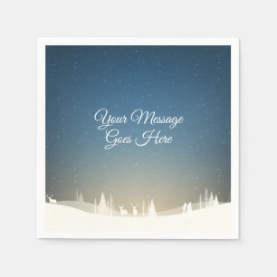 Serviette En Papier Joyeux Noël Scène de neige hivernale Personnalisée