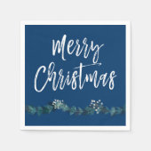 Serviette En Papier Joyeux Noël Script bleu Noël (Devant)