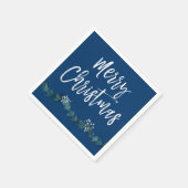 Serviette En Papier Joyeux Noël Script bleu Noël (Coin)