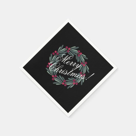 Serviette En Papier Joyeux Noël Script Joli Festif (Coin)