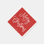 Serviette En Papier Joyeux Noël | Script manuscrit en rouge (Coin)