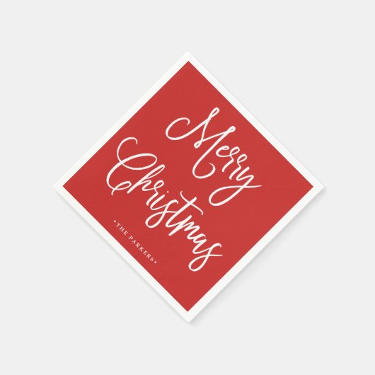 Serviette En Papier Joyeux Noël | Script manuscrit en rouge (Coin)