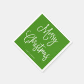 Serviette En Papier Joyeux Noël | Script manuscrit sur vert (Coin)
