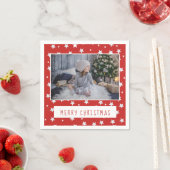 Serviette En Papier Joyeux Noël Script Red White Stars Photo (En situation)