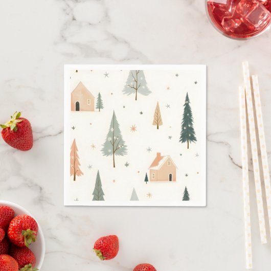 Serviette En Papier Joyeux Noël! Serviettes de Noël. (En situation)