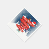 Serviette En Papier Joyeux Noël signe d'hiver avec Casquette père Noël (Coin)