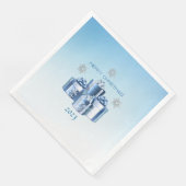 Serviette En Papier Joyeux Noël Silver & Blue Presents & Snowflake (Coin)