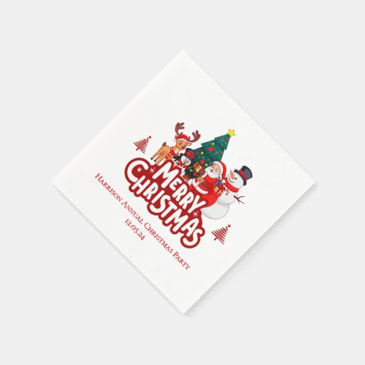 Serviette En Papier Joyeux Noël simple et rouge (Coin)