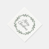 Serviette En Papier Joyeux Noël Simple Rustique Aquarelle Verdure (Coin)