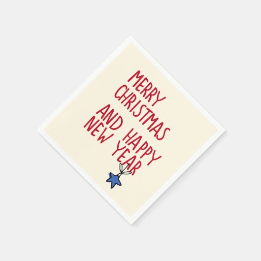 Serviette En Papier Joyeux Noël Simple Typographie moderne (Coin)