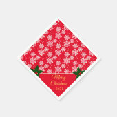 Serviette En Papier Joyeux Noël Snowflake Rouge (Coin)