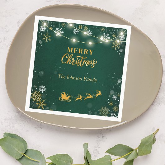 Serviette En Papier Joyeux Noël Snowflakes et Père Noël