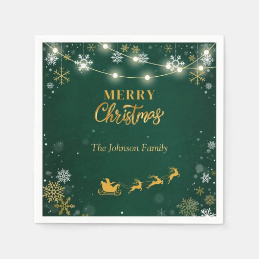 Serviette En Papier Joyeux Noël Snowflakes et Père Noël (Devant)