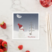 Serviette En Papier Joyeux Noël Snowman avec étoile (En situation)