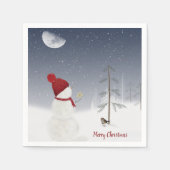 Serviette En Papier Joyeux Noël Snowman avec étoile (Devant)