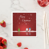 Serviette En Papier Joyeux Noël Snowman et Père Noël (En situation)