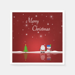 Serviette En Papier Joyeux Noël Snowman et Père Noël