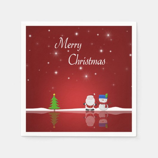 Serviette En Papier Joyeux Noël Snowman et Père Noël (Devant)