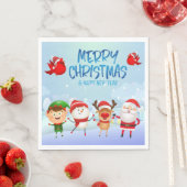 Serviette En Papier Joyeux Noël Snowman Père Noël Rudolph Elf (En situation)