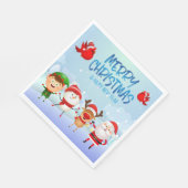 Serviette En Papier Joyeux Noël Snowman Père Noël Rudolph Elf (Coin)