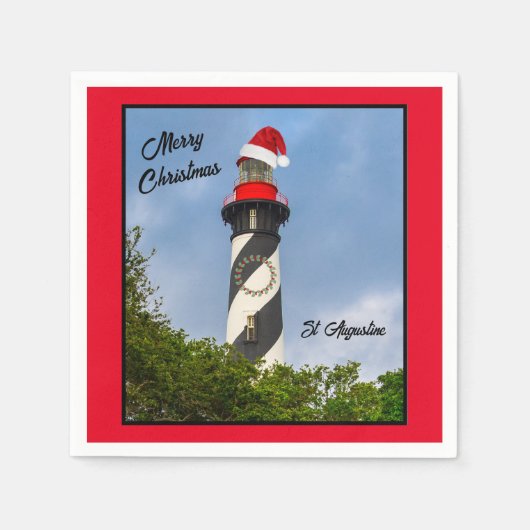 Serviette En Papier Joyeux Noël St Augustine Florida Lighthouse (Devant)