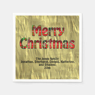 Serviette En Papier Joyeux Noël Tartan Typographie Motif - Noms