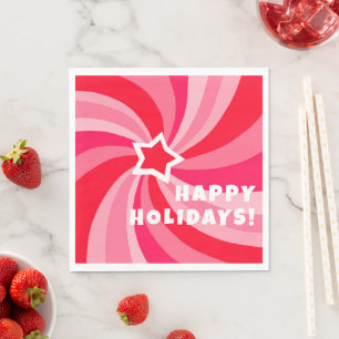 Serviette En Papier Joyeux Noël Tourbillon PERSONNALISÉ Rouge Rose