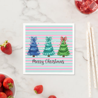 Serviette En Papier Joyeux Noël Trio Arbre