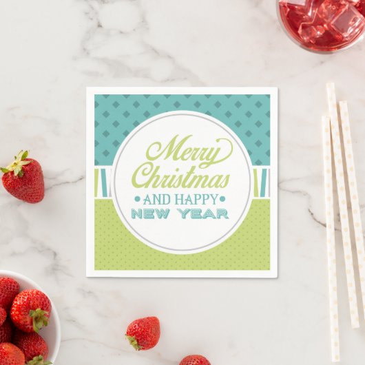 Serviette En Papier Joyeux Noël Turquoise vert moderne | Vacances (En situation)