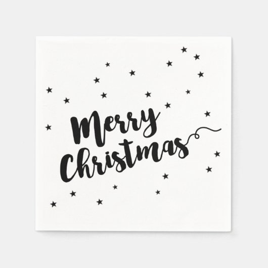 Serviette En Papier Joyeux Noël - Typographie de script et étoiles (Devant)