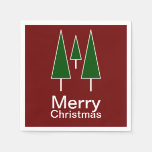 Serviette En Papier Joyeux Noël Typographie Pine Trees