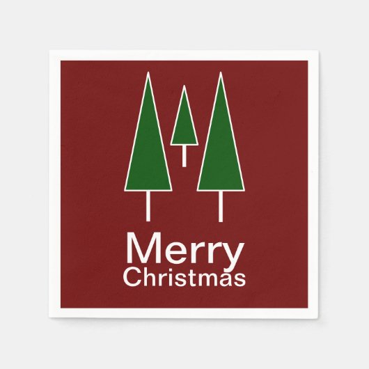 Serviette En Papier Joyeux Noël Typographie Pine Trees (Devant)