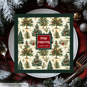Serviette En Papier Joyeux Noël typographie rouge vert